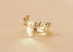 Personalized Single Name Heart Ring
