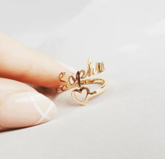 Personalized Single Name Heart Ring