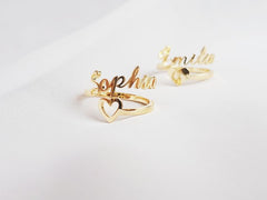 Personalized Single Name Heart Ring